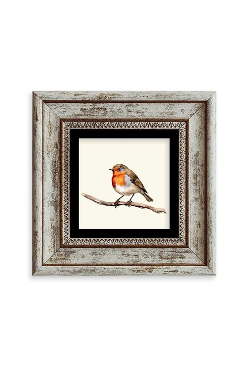 Tombul Kuş Çerçeveli Taş Tablo 20 cm