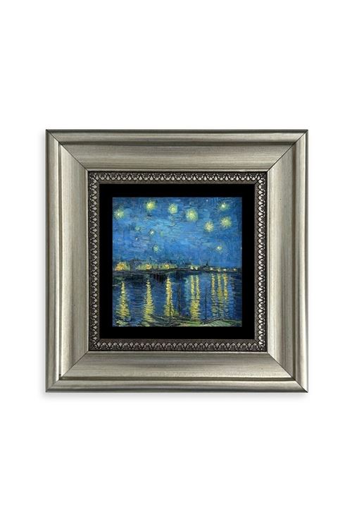 Yıldızlı Gece Çerçeveli Taş Tablo 20 cm