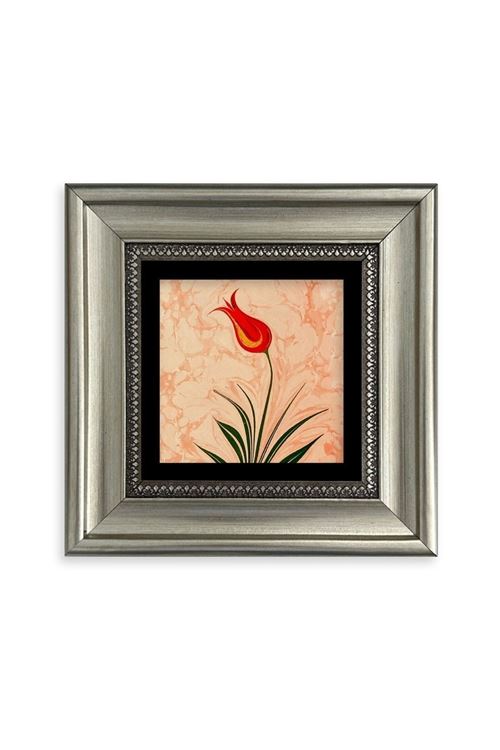 Ebru Lale Çerçeveli Taş Tablo 20 cm