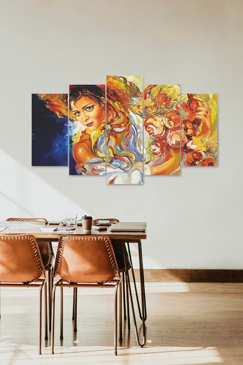 Kadın Manzarası 5 Parçalı Mdf Tablo 60 x 100