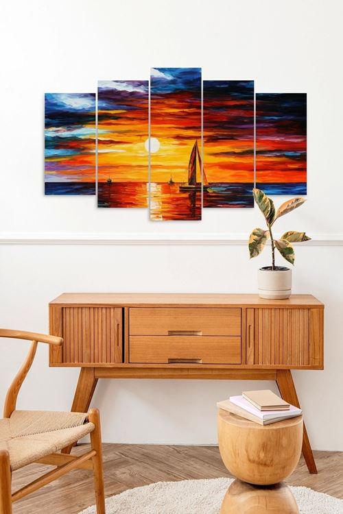Deniz Manzarası 5 Parçalı Mdf Tablo 60 x 100
