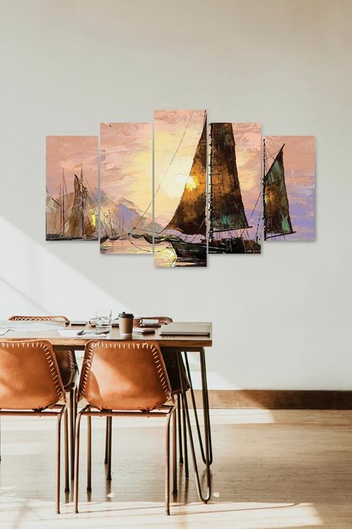 Deniz Manzarası 5 Parçalı Mdf Tablo 60 x 100