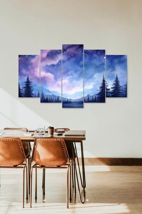 Gökyüzü Manzarası 5 Parçalı Mdf Tablo 60 x 100