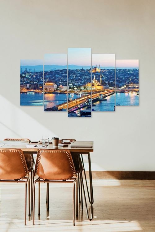 Şehir Manzarası 5 Parçalı Mdf Tablo 60 x 100