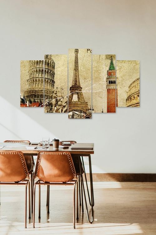 Tarihi Mekanlar 5 Parçalı Mdf Tablo 60 x 100