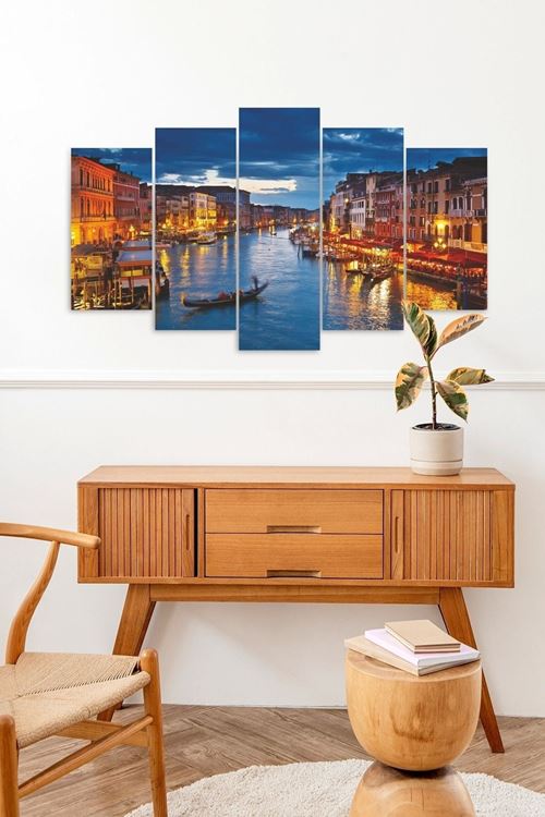 Şehir Manzarası 5 Parçalı Mdf Tablo 60 x 100