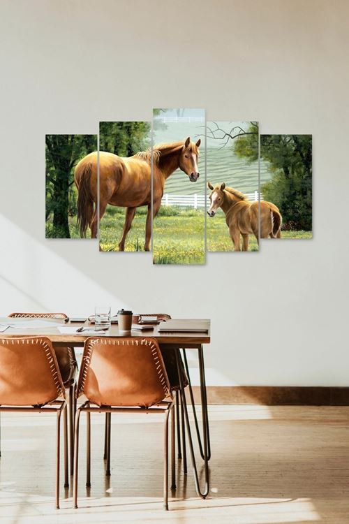 Atlar ve Masumiyet 5 Parçalı Mdf Tablo 60 x 100