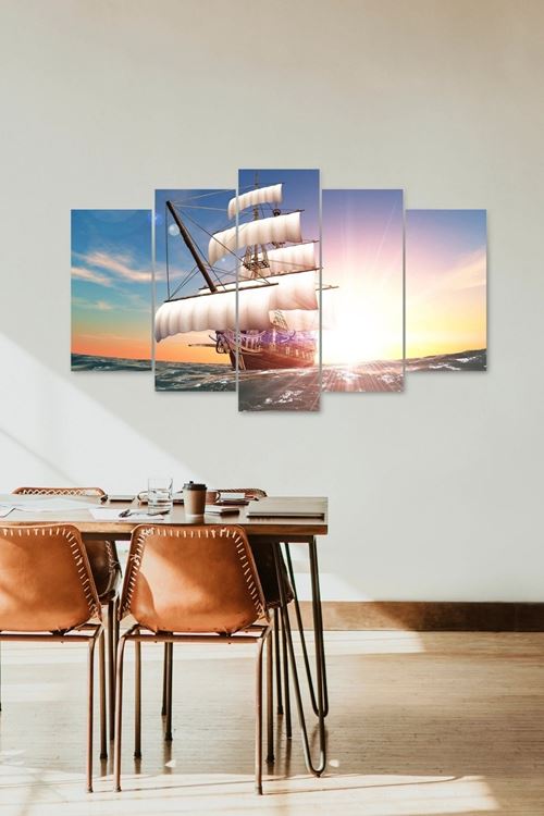 Deniz Manzarası 5 Parçalı Mdf Tablo 60 x 100