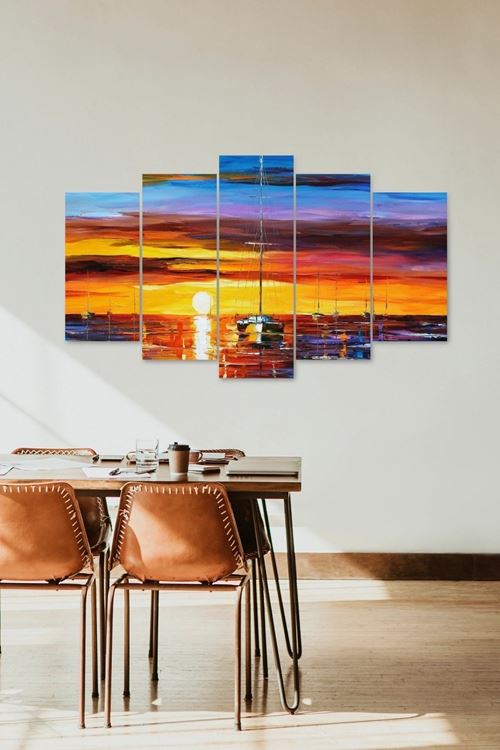 Deniz Manzarası 5 Parçalı Mdf Tablo 60 x 100