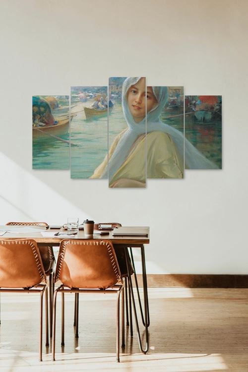 Kadın Portre 5 Parçalı Mdf Tablo 60 x 100