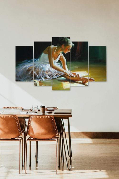 Kadın Kuğu 5 Parçalı Mdf Tablo 60 x 100