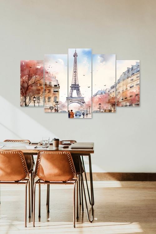 Şehir Manzarası 5 Parçalı Mdf Tablo 60 x 100