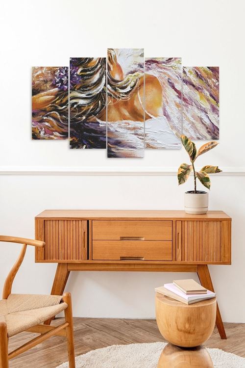 Kadın Hüzün 5 Parçalı Mdf Tablo 60 x 100