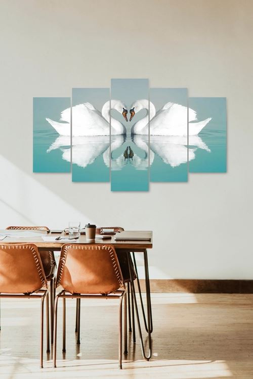 Kuğu Manzarası 5 Parçalı Mdf Tablo 60 x 100