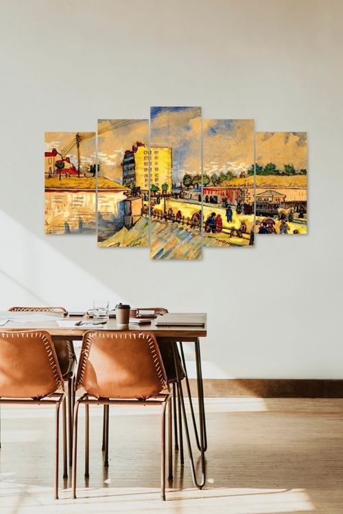 Şehir Manzarası Retro 5 Parçalı Mdf Tablo 60 x 100