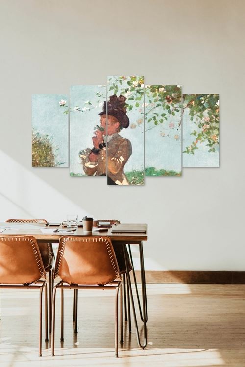 Kadın ve Çiçekler 5 Parçalı Mdf Tablo 60 x 100
