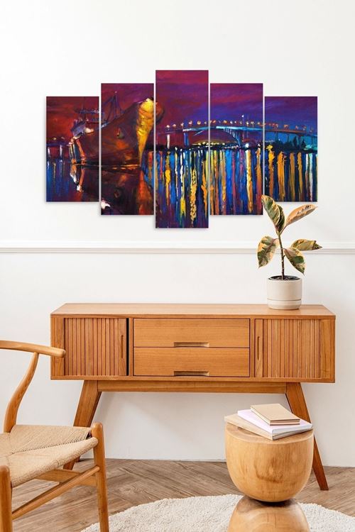 Deniz Manzarası 5 Parçalı Mdf Tablo 60 x 100