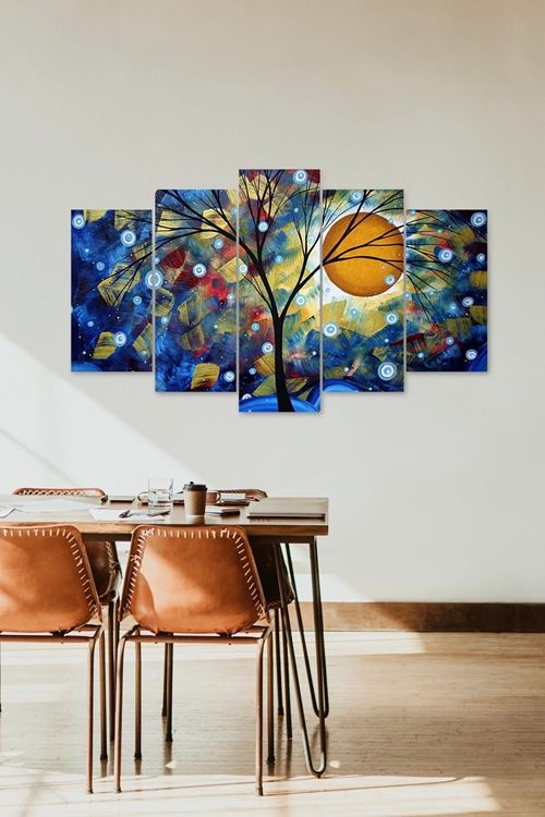 Çiçekler ve Gece 5 Parçalı Mdf Tablo 60 x 100