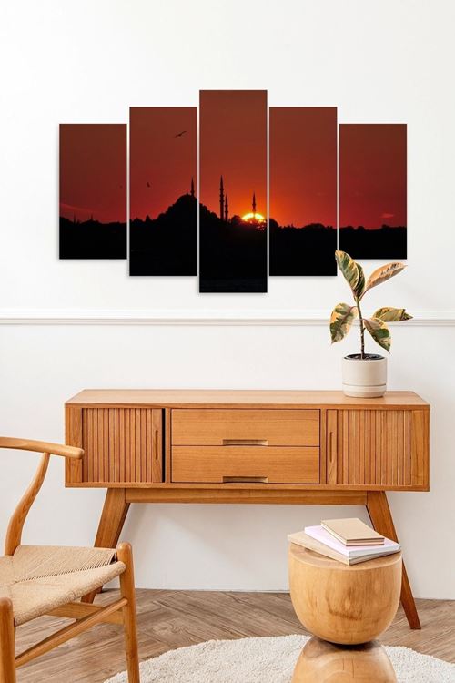 Camii Manzarası 5 Parçalı Mdf Tablo 60 x 100