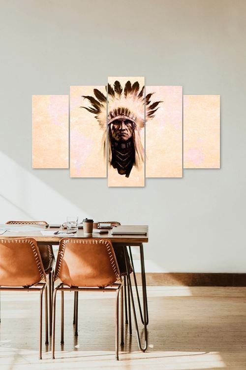 Kızılderili Manzara 5 Parçalı Mdf Tablo 60 x 100