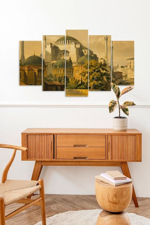 Camii Manzarası 5 Parçalı Mdf Tablo 60 x 100