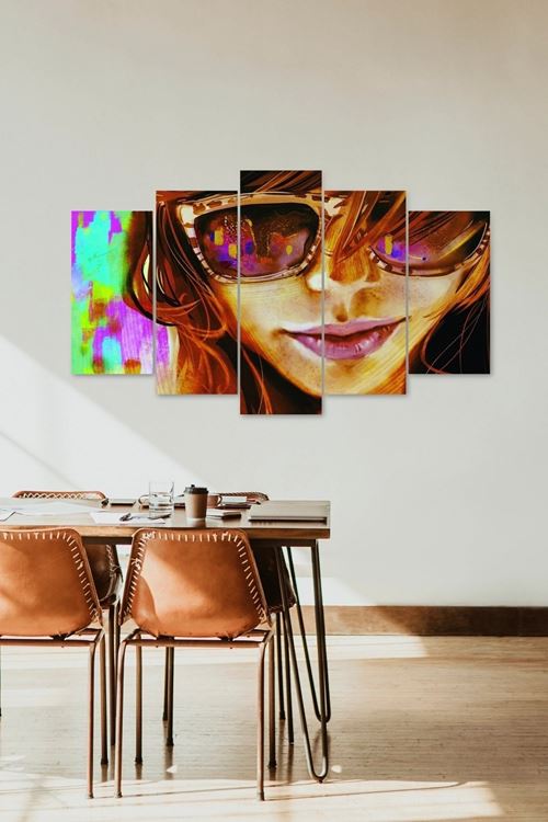 Kadın Portre 5 Parçalı Mdf Tablo 60 x 100