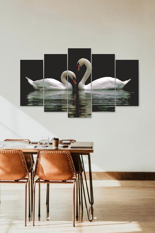 Kuğular Aşk 5 Parçalı Mdf Tablo 60 x 100