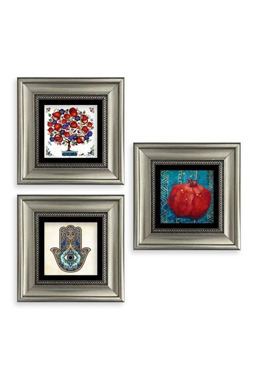 Mistik 3 lü Set Çerçeveli Taş Tablo 20 cm