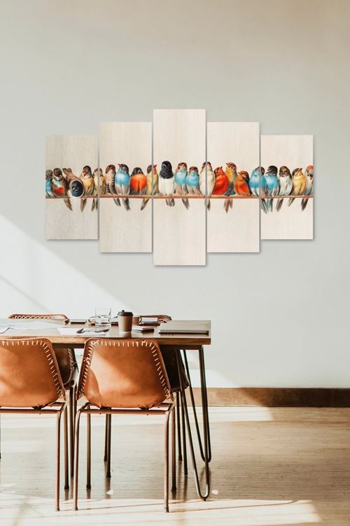 Manzara Kuşlar 5 Parçalı Mdf Tablo 60 x 100