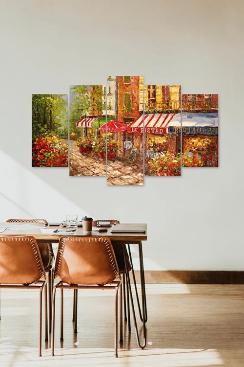 Çiçekler Manzarası 5 Parçalı Mdf Tablo 60 x 100