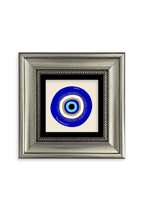 Nazar Boncuğu Çerçeveli Taş Tablo 20 cm
