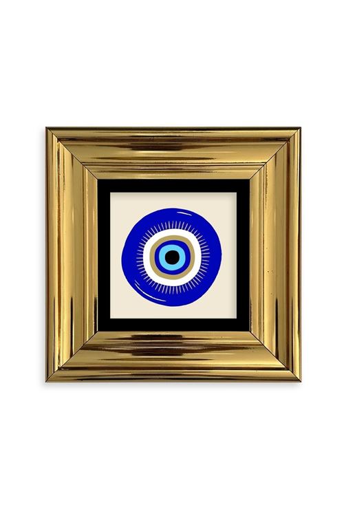 Nazar Boncuğu Çerçeveli Taş Tablo 30 x 30