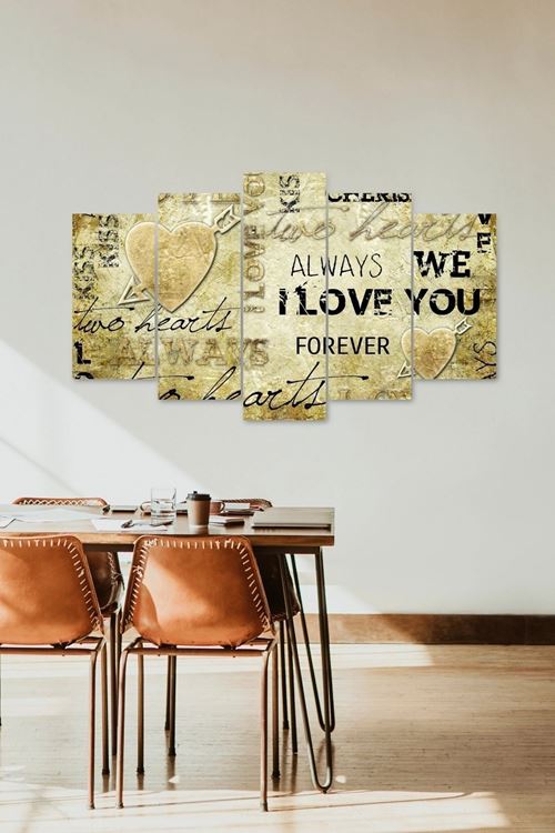 Seviyorum Yazısı 5 Parçalı Mdf Tablo 60 x 100