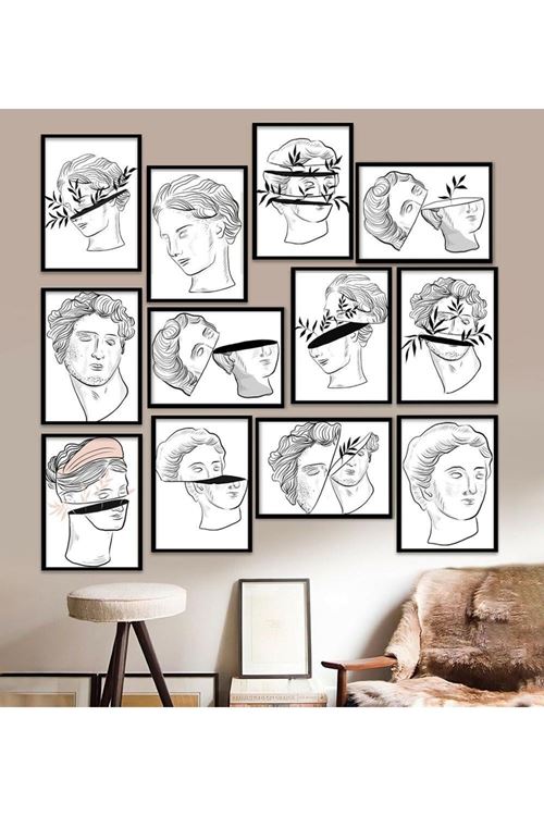 12 Parça Çerçeve Görünümlü Mdf Tablo Seti 15 x 20