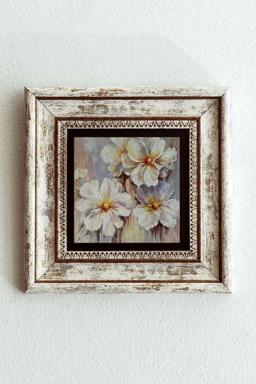 Çiçek Çerçeveli Taş Tablo , Çerçeveli Taş Duvar Dekoru-enkcrcvtbl-00204 20 cm