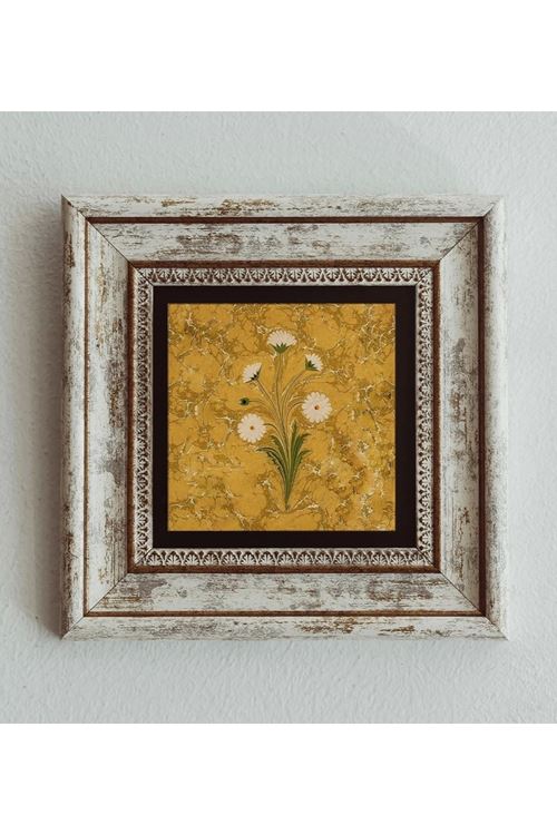 Ebru Lale Desenli Çerçeveli Taş Tablo , Çerçeveli Taş Duvar Dekoru 20 cm