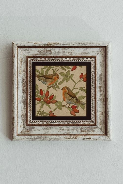 Kuş Çerçeveli Taş Tablo , Çerçeveli Taş Duvar Dekoru - Enkcrcvtbl-00091 20 cm