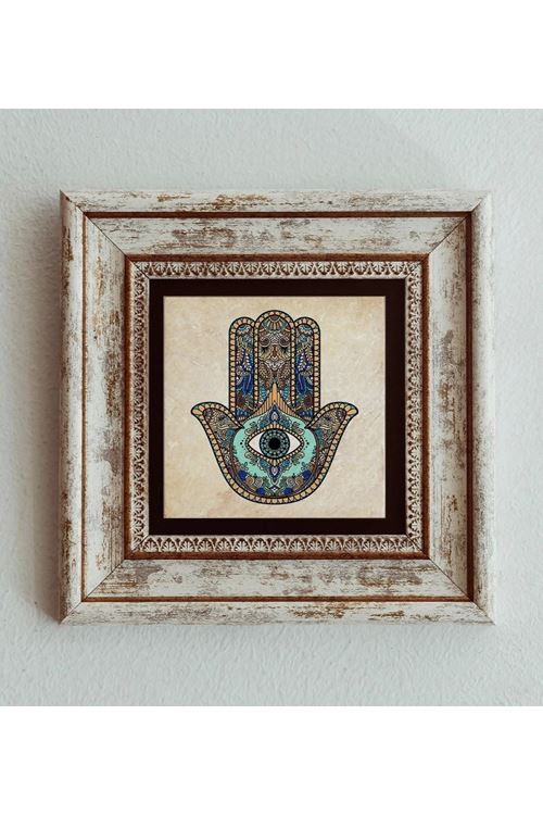 Fatma Ana Eli Çerçeveli Taş Tablo , Çerçeveli Taş Duvar Dekoru 20 cm