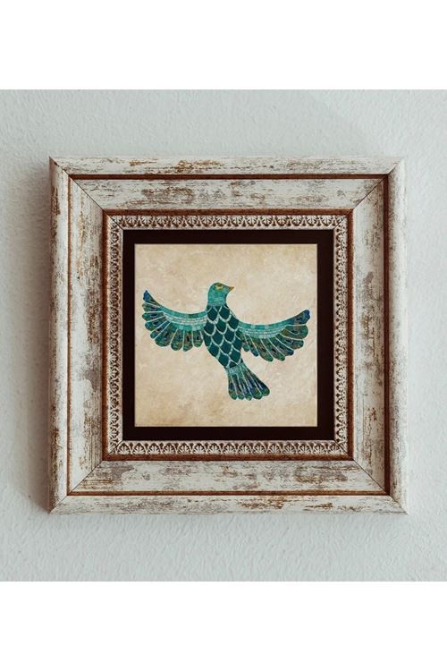 Kuş Çerçeveli Taş Tablo , Çerçeveli Taş Duvar Dekoru 20 cm