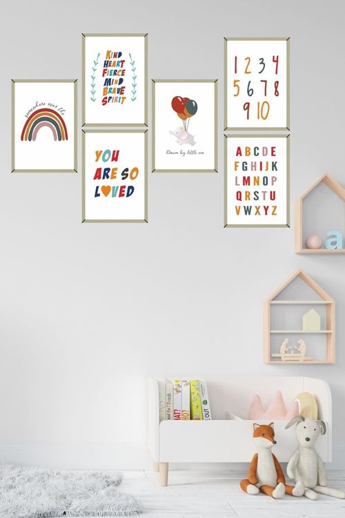 6'lı Çerçeve Görünümlü Çocuk Odası Fil Model Mdf Tablo 20 x 15