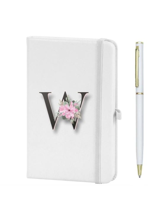 W Harfi Çiçek Desen Baskılı Defter