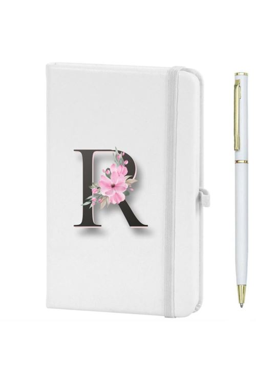 R Harfi Çiçek Desen Baskılı Defter