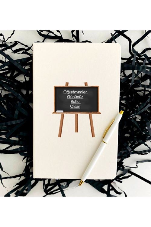 Öğretmenler Günü Okul Tahtası Model Defter Kalem Seti - Beyaz