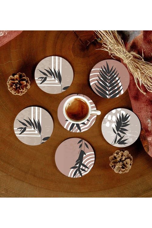 Desenli Mdf Bardak Altlığı 6 Adet