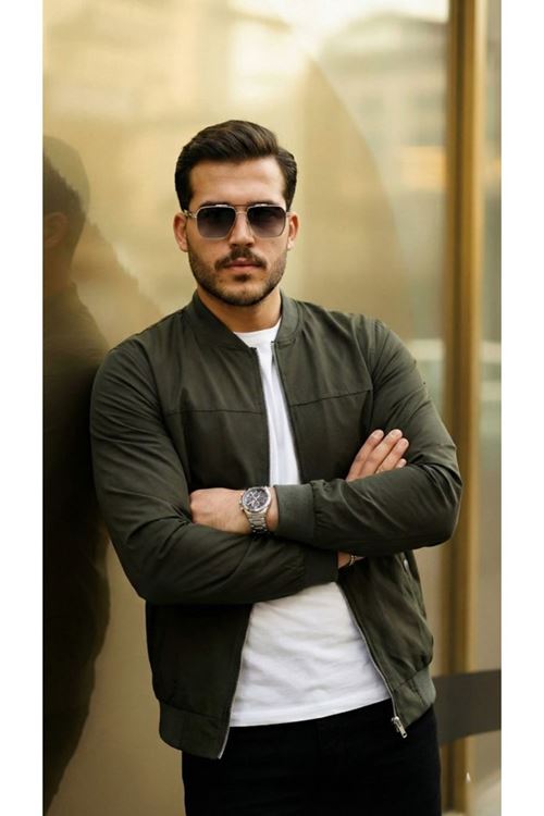 Erkek İçi Astarlı Su Geçirmez Bomber Mevsimlik Ceket - Siyah