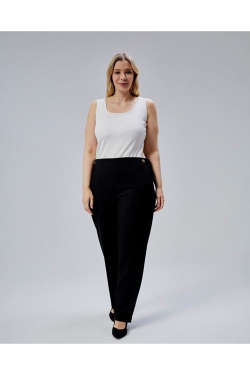 Dekorati̇f Düğmeli̇ Arka Bel Lasti̇kli̇ Büyük Beden Pantolon