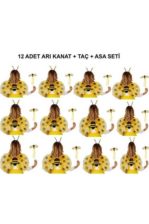 Okul Gösterileri için Arı Seti 12 Adet - Taç, Kanat, Asa