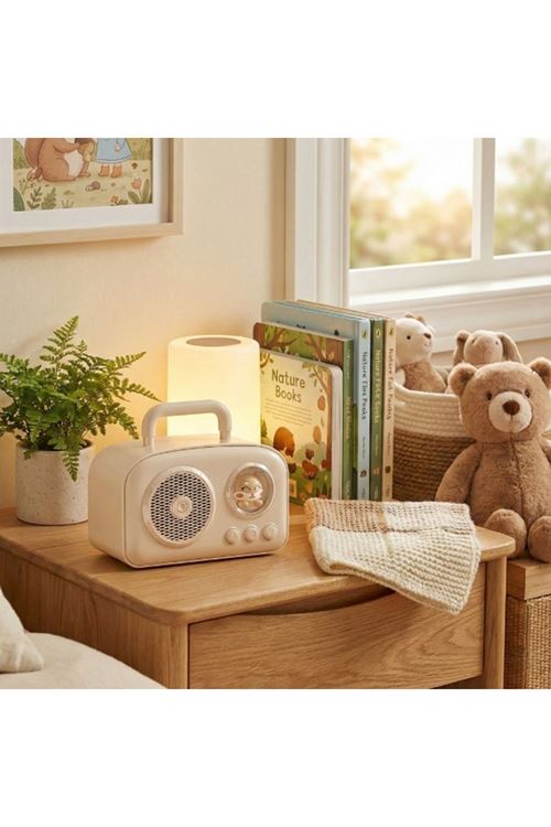 Sevimli Tasarımlı Taşınabilir Radyolu Bluetooth Hoparlör Bej