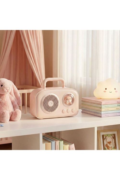 Sevimli Tasarımlı Taşınabilir Radyolu Bluetooth Hoparlör Pembe
