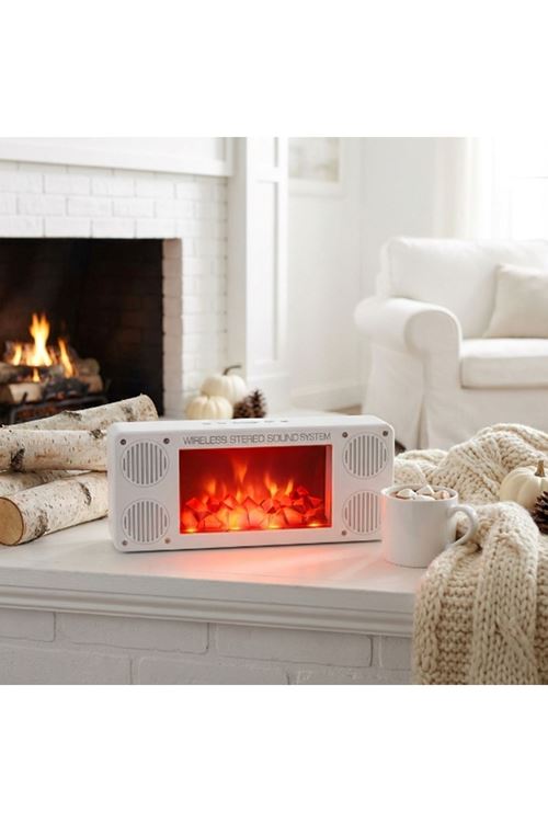 Alev Şömine Efektli Bluetooth Hoparlör Beyaz